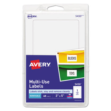 Avery® Removable Multi-use Labels, Inkjet-laser Printers, 3 X 5, White, 40-pack, (5450) freeshipping - TVN Wholesale
